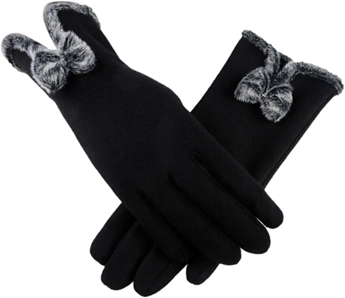 Fashionable Womens Gloves Warm Winter Touchscreen Mittens Plush and Comfortable for Daily Use