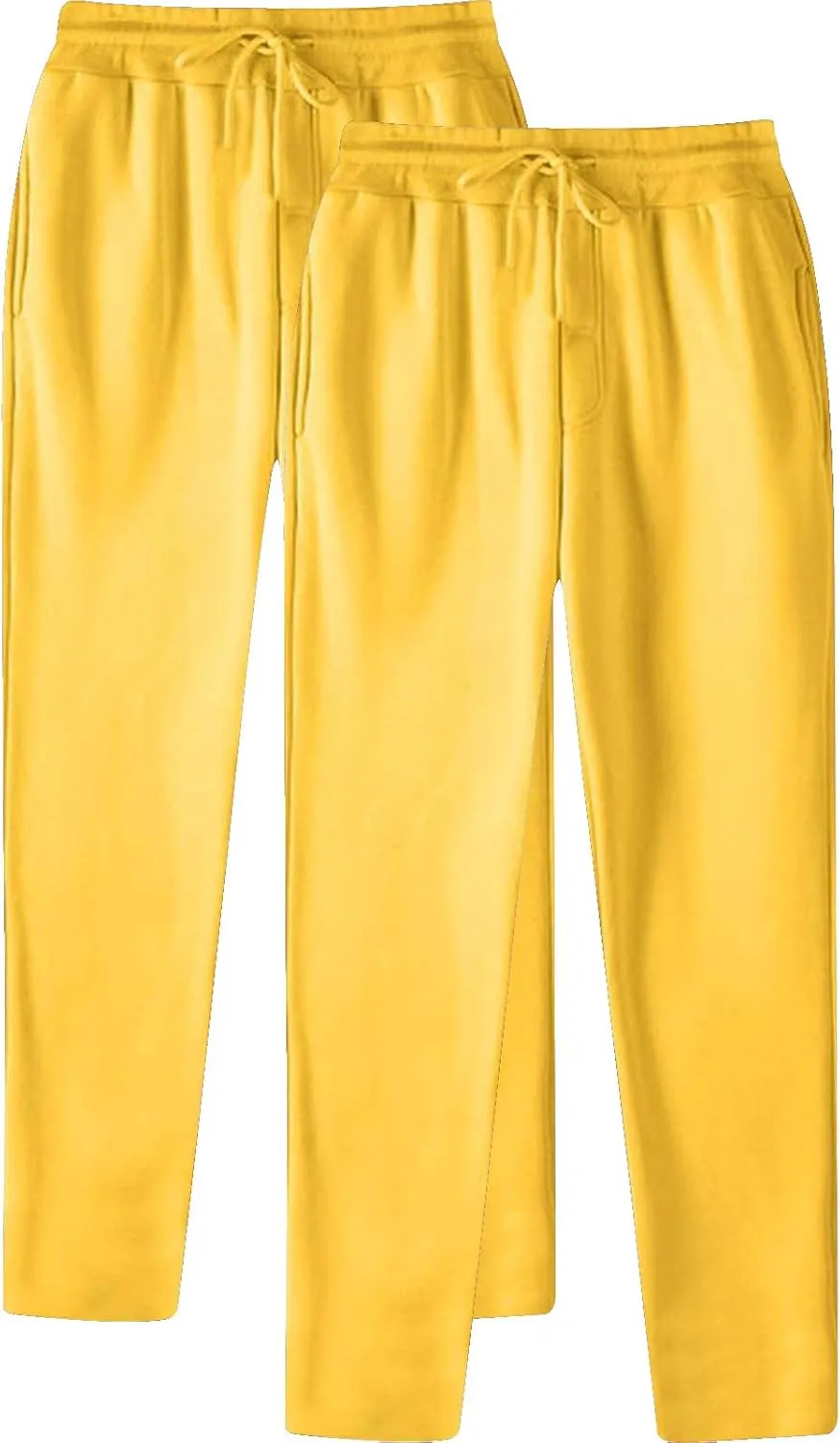 Finelylove Mens Sweatpants 2 Pack Open Bottom Fleece Joggers Straight Leg Running Workout Athletic Pants Casual Trousers
