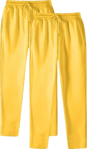 Finelylove Mens Sweatpants 2 Pack Open Bottom Fleece Joggers Straight Leg Running Workout Athletic Pants Casual Trousers