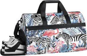 Flamingo Summer Sports Gym Bag with Wet Pocket & Shoes Compartment Waterproof Workout Duffel Bag for Women and Men Weekender Overnight Duffle Bag Travel Carry-on Tote