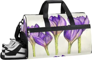 Flower Vintage Pattern Sports Gym Bag with Wet Pocket & Shoes Compartment Waterproof Workout Duffel Bag for Women and Men Weekender Overnight Duffle Bag Travel Carry-on Tote