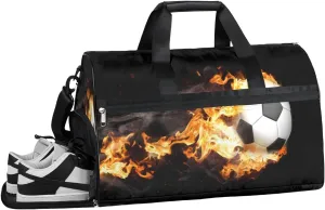 Football Sport Sports Gym Bag with Wet Pocket & Shoes Compartment Waterproof Workout Duffel Bag for Women and Men Weekender Overnight Duffle Bag Travel Carry-on Tote