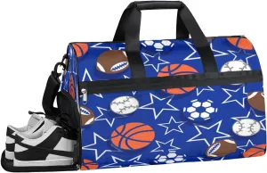 Football Sports Sports Gym Bag with Wet Pocket & Shoes Compartment Waterproof Workout Duffel Bag for Women and Men Weekender Overnight Duffle Bag Travel Carry-on Tote