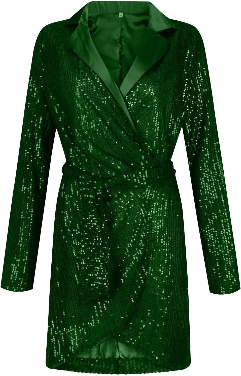 Formal Dresses for Women,2024 Summer Trendy Sparkly Sequin Party Dress,Elegant V Neck Long Sleeve Ruched Blazer Dress