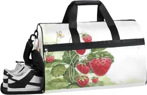 Fruit Strawberry Pattern Sports Gym Bag with Wet Pocket & Shoes Compartment Waterproof Workout Duffel Bag for Women and Men Weekender Overnight Duffle Bag Travel Carry-on Tote