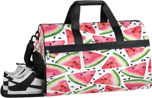 Fruit Watermelon Sports Gym Bag with Wet Pocket & Shoes Compartment Waterproof Workout Duffel Bag for Women and Men Weekender Overnight Duffle Bag Travel Carry-on Tote