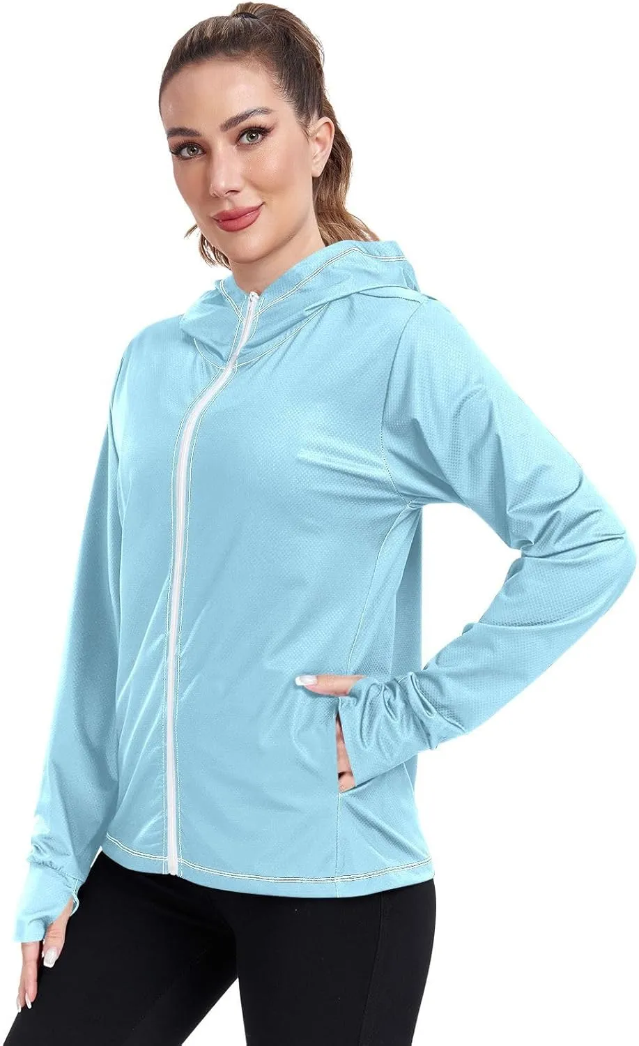 GAIGEO Fresh Leaves Lightweight Track Jacket Women, UPF 50  UV Protection Shirt Women, Quick Dry Women's Jacket for Travel, S