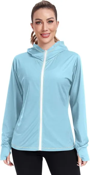 GAIGEO Fresh Leaves Lightweight Track Jacket Women, UPF 50  UV Protection Shirt Women, Quick Dry Women's Jacket for Travel, S