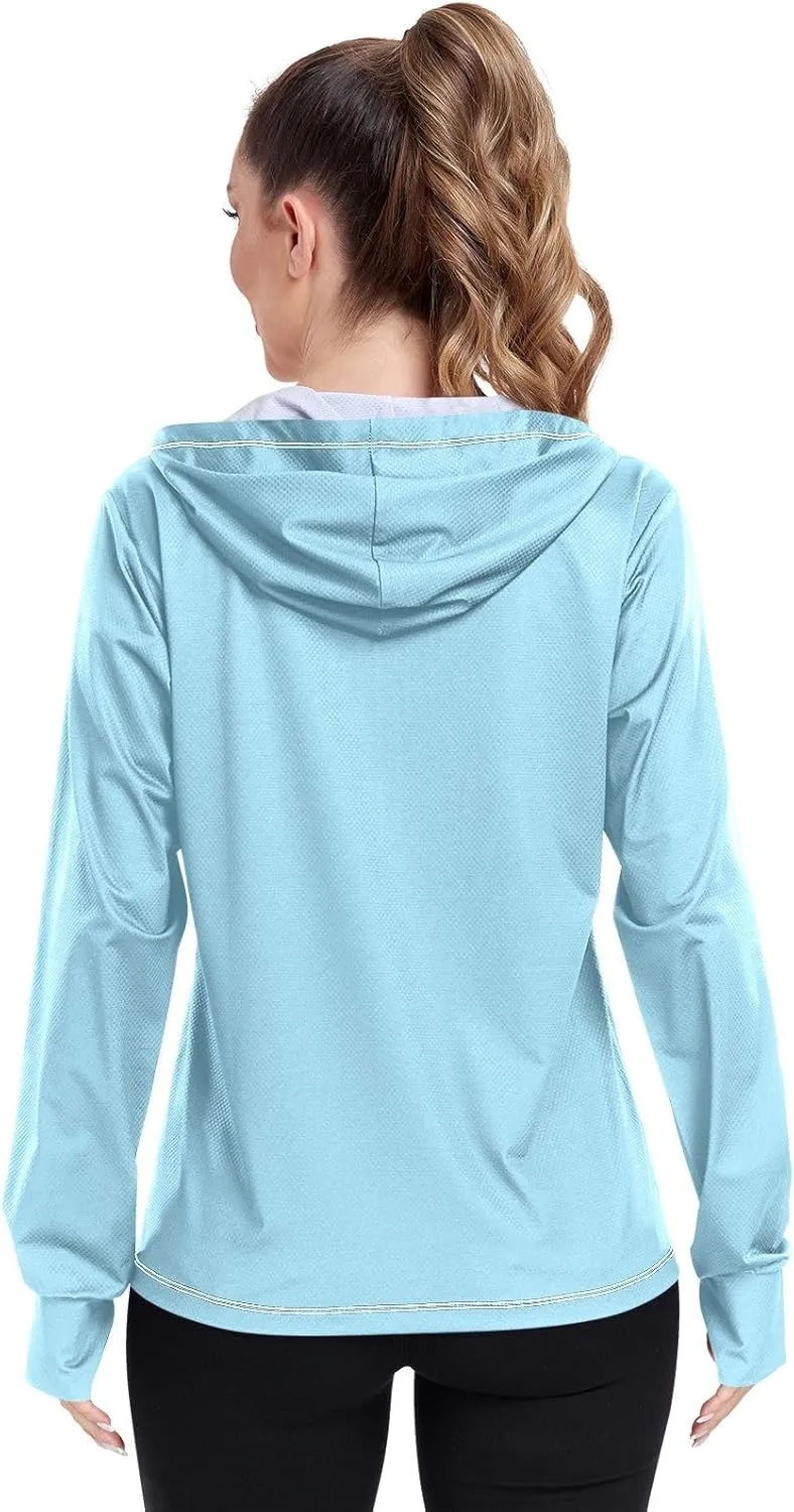 GAIGEO Fresh Leaves Lightweight Track Jacket Women, UPF 50  UV Protection Shirt Women, Quick Dry Women's Jacket for Travel, S