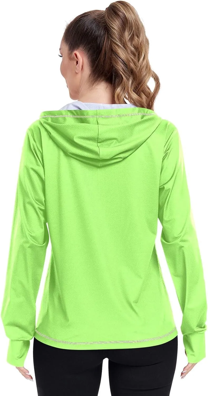 GAIGEO Fresh Leaves Lightweight Track Jacket Women, UPF 50  UV Protection Shirt Women, Quick Dry Women's Jacket for Travel, S