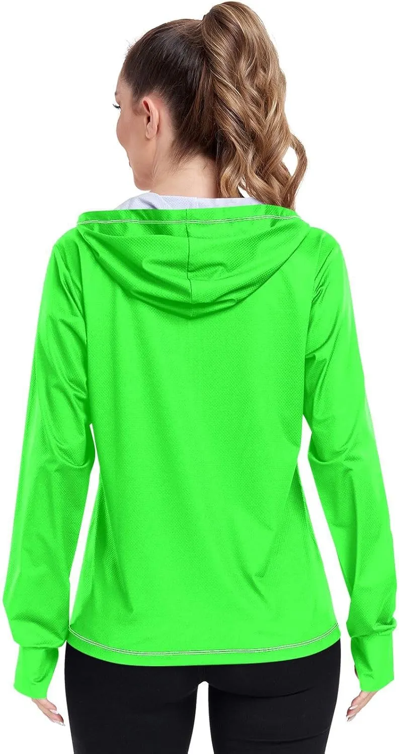 GAIGEO Fresh Leaves Lightweight Track Jacket Women, UPF 50  UV Protection Shirt Women, Quick Dry Women's Jacket for Travel, S