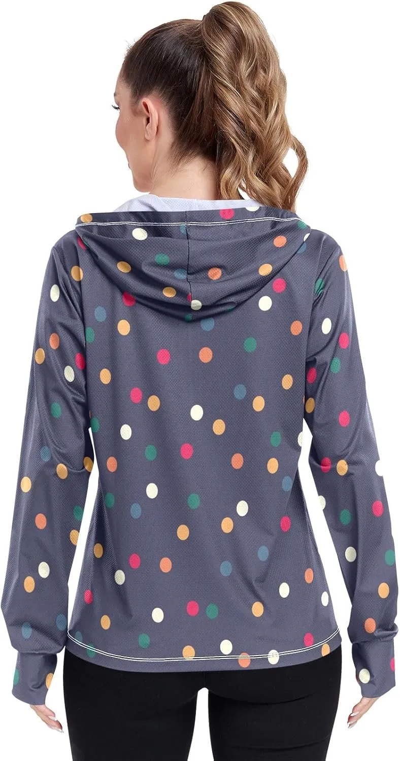 GAIGEO Gold Glitter Long Sleeve Womens Jacket, UPF 50  Sun Shirt for Women with Pockets, Quick Dry Travel Jacket Women, S