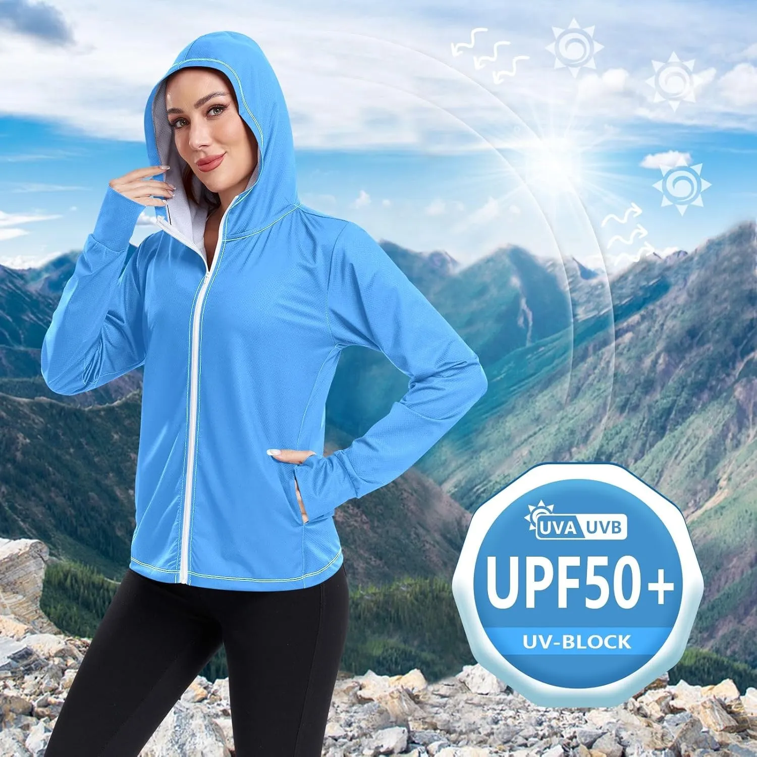 GAIGEO Gold Glitter Long Sleeve Womens Jacket, UPF 50  Sun Shirt for Women with Pockets, Quick Dry Travel Jacket Women, S