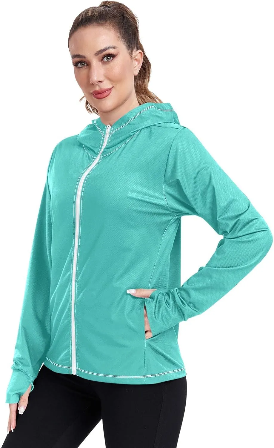 GAIGEO Gold Glitter Long Sleeve Womens Jacket, UPF 50  Sun Shirt for Women with Pockets, Quick Dry Travel Jacket Women, S