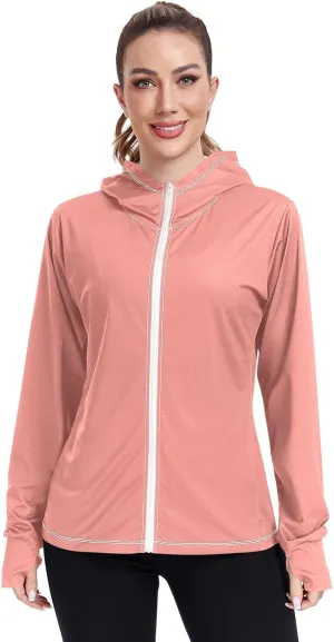 GAIGEO Green Yellow Zip up Sun Jacket Women, UPF 50  Sun Shirt, Cool Lightweight Hiking Clothes for Women, S