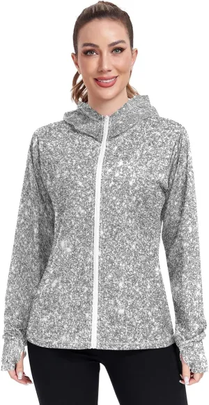 GAIGEO Green Yellow Zip up Sun Jacket Women, UPF 50  Sun Shirt, Cool Lightweight Hiking Clothes for Women, S