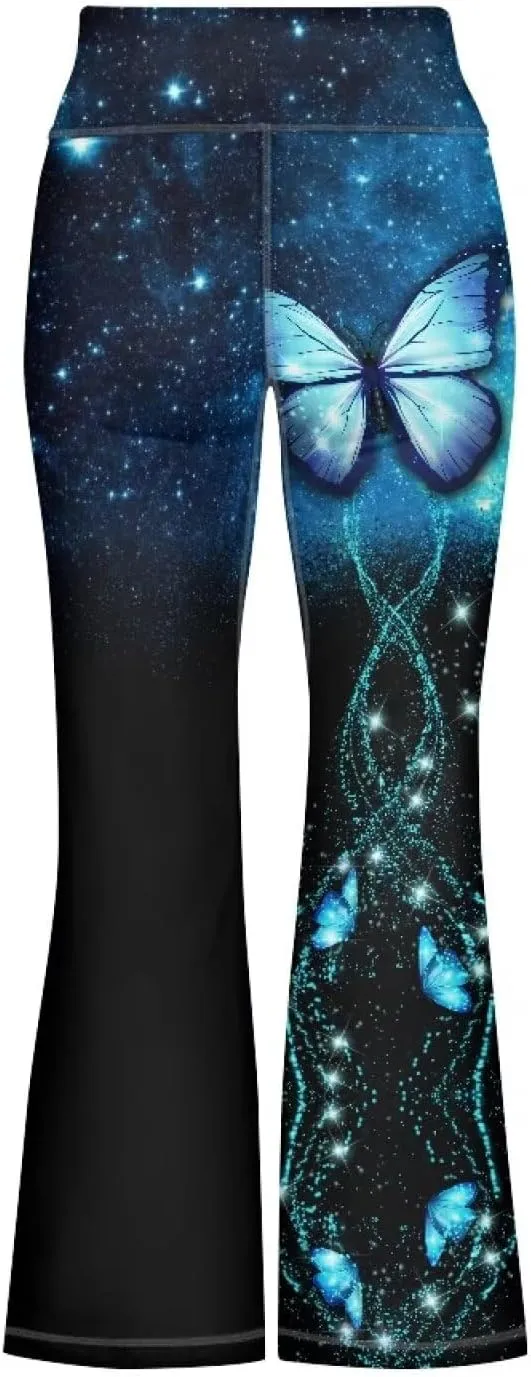 Girl Yoga Flare Wide Leg Tummy Control Stretchy Pants Breathable Kids Athletic Leggings Casual Wear Age 5-14 Years