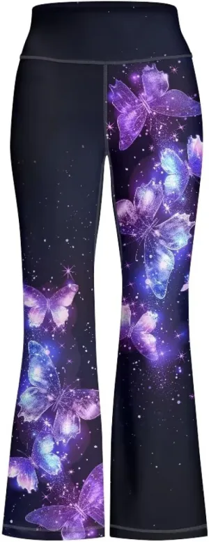 Girl Yoga Flare Wide Leg Tummy Control Stretchy Pants Breathable Kids Athletic Leggings Casual Wear Age 5-14 Years