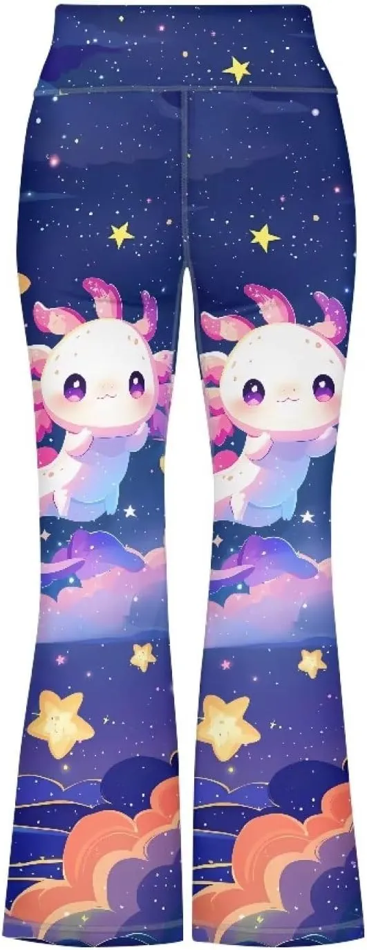 Girl Yoga Flare Wide Leg Tummy Control Stretchy Pants Breathable Kids Athletic Leggings Casual Wear Age 5-14 Years