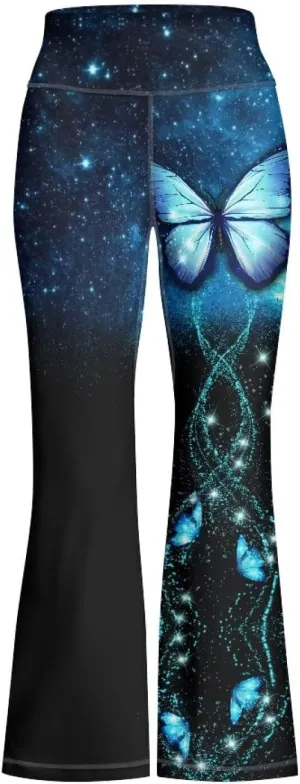 Girl Yoga Flare Wide Leg Tummy Control Stretchy Pants Breathable Kids Athletic Leggings Casual Wear Age 5-14 Years