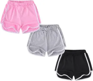 Girls' Dolphin Shorts for Active Sports 3 Pack Set Multi Solid Color 3-10 Years