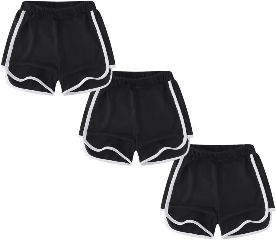 Girls' Dolphin Shorts for Active Sports 3 Pack Set Multi Solid Color 3-10 Years