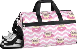 Glasses Dog Sports Gym Bag with Wet Pocket & Shoes Compartment Waterproof Workout Duffel Bag for Women and Men Weekender Overnight Duffle Bag Travel Carry-on Tote