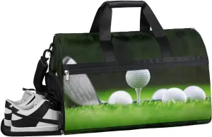 Golf Pattern Sports Gym Bag with Wet Pocket & Shoes Compartment Waterproof Workout Duffel Bag for Women and Men Weekender Overnight Duffle Bag Travel Carry-on Tote