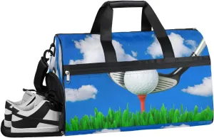 Golf Sky Sports Gym Bag with Wet Pocket & Shoes Compartment Waterproof Workout Duffel Bag for Women and Men Weekender Overnight Duffle Bag Travel Carry-on Tote