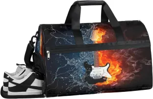 Guitar Fierce Sports Gym Bag with Wet Pocket & Shoes Compartment Waterproof Workout Duffel Bag for Women and Men Weekender Overnight Duffle Bag Travel Carry-on Tote