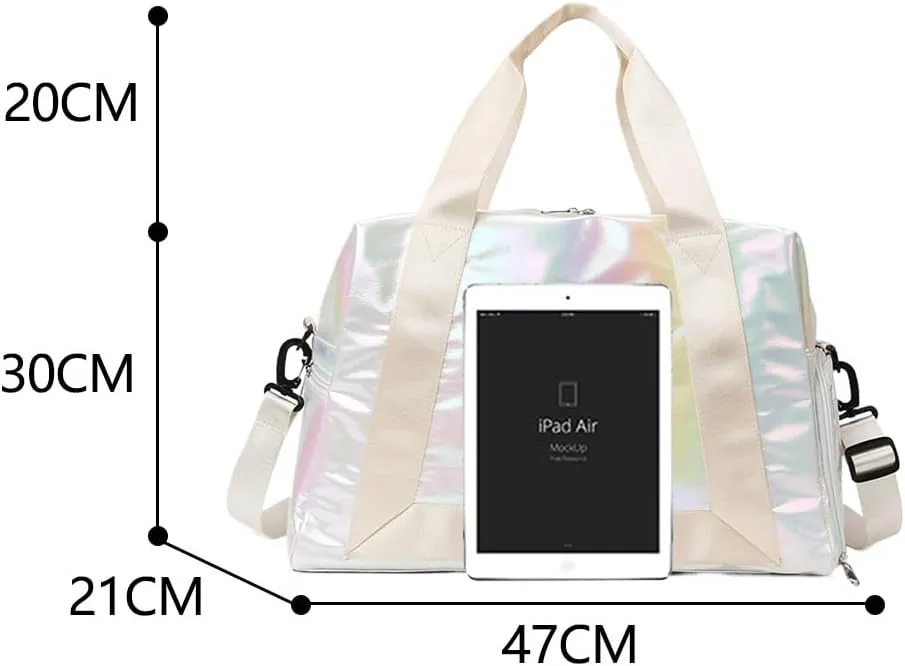 Gym Bag for Women,Sports Travel Duffel Bag, Weekender Overnight Bag with Wet Pocket and Shoes Compartment for Women, Travel,Workout,Gym, Yoga 913 (Beige)