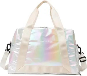 Gym Bag for Women,Sports Travel Duffel Bag, Weekender Overnight Bag with Wet Pocket and Shoes Compartment for Women, Travel,Workout,Gym, Yoga 913 (Beige)