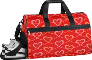 Heart Pattern Design Sports Gym Bag with Wet Pocket & Shoes Compartment Waterproof Workout Duffel Bag for Women and Men Weekender Overnight Duffle Bag Travel Carry-on Tote