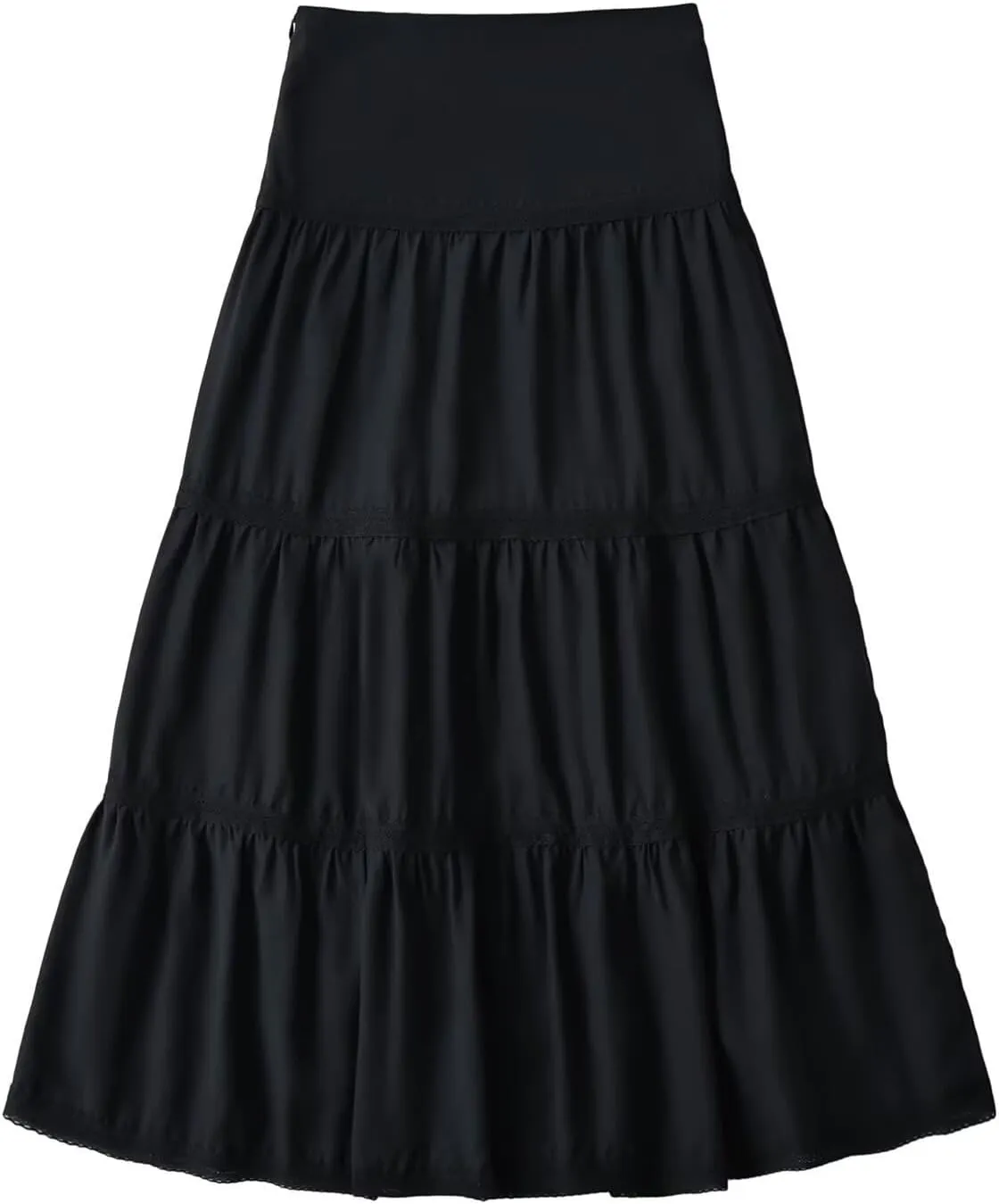 HGps8w Women Lace Tiered Maxi Skirt Vintage High Waisted Pleated Skirt A-Line Casual Fall Skirts