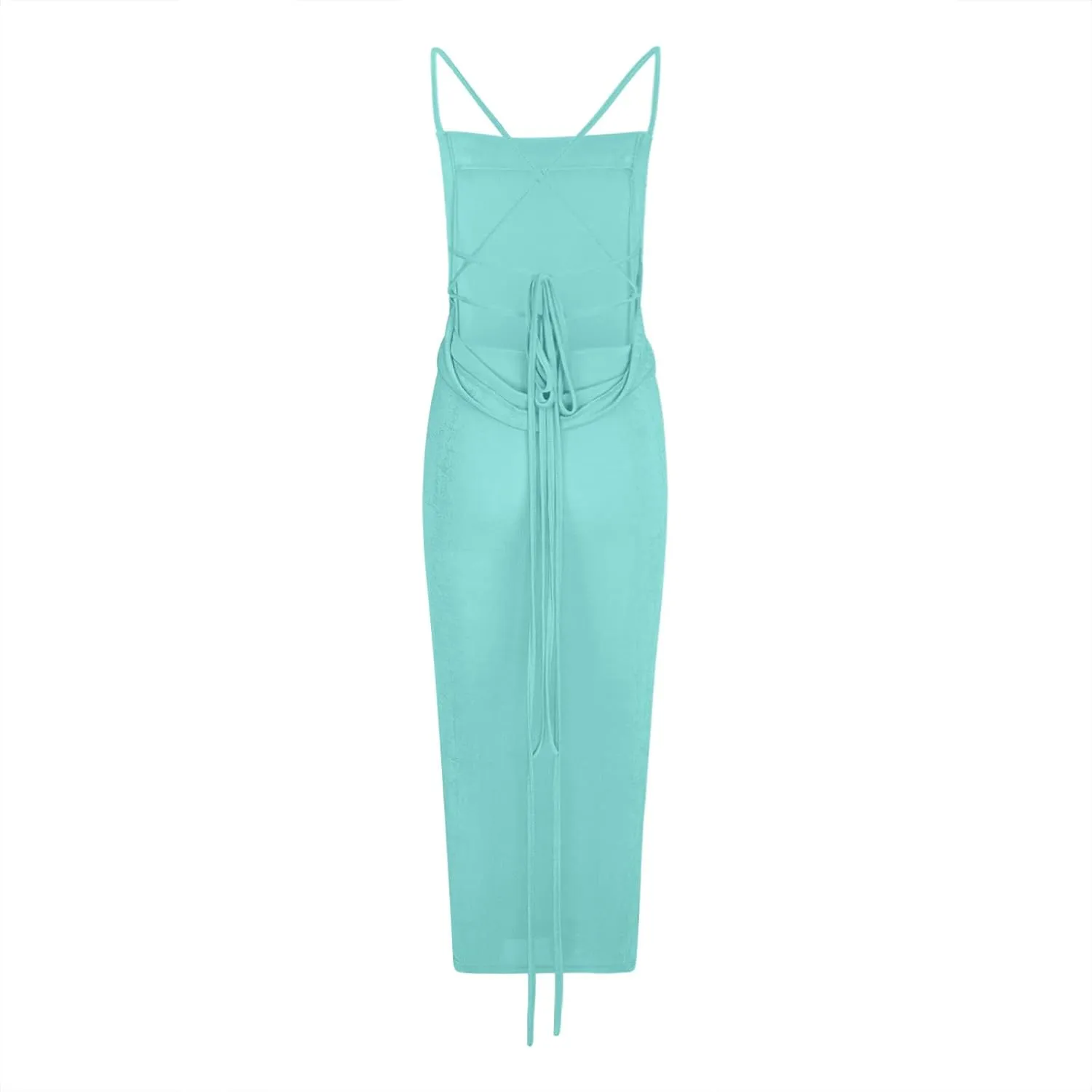 HGps8w Women Sexy Spaghetti Strap Backless Maxi Dresses Halter Lace Up Bodycon Evening Club Cocktail Party Dress