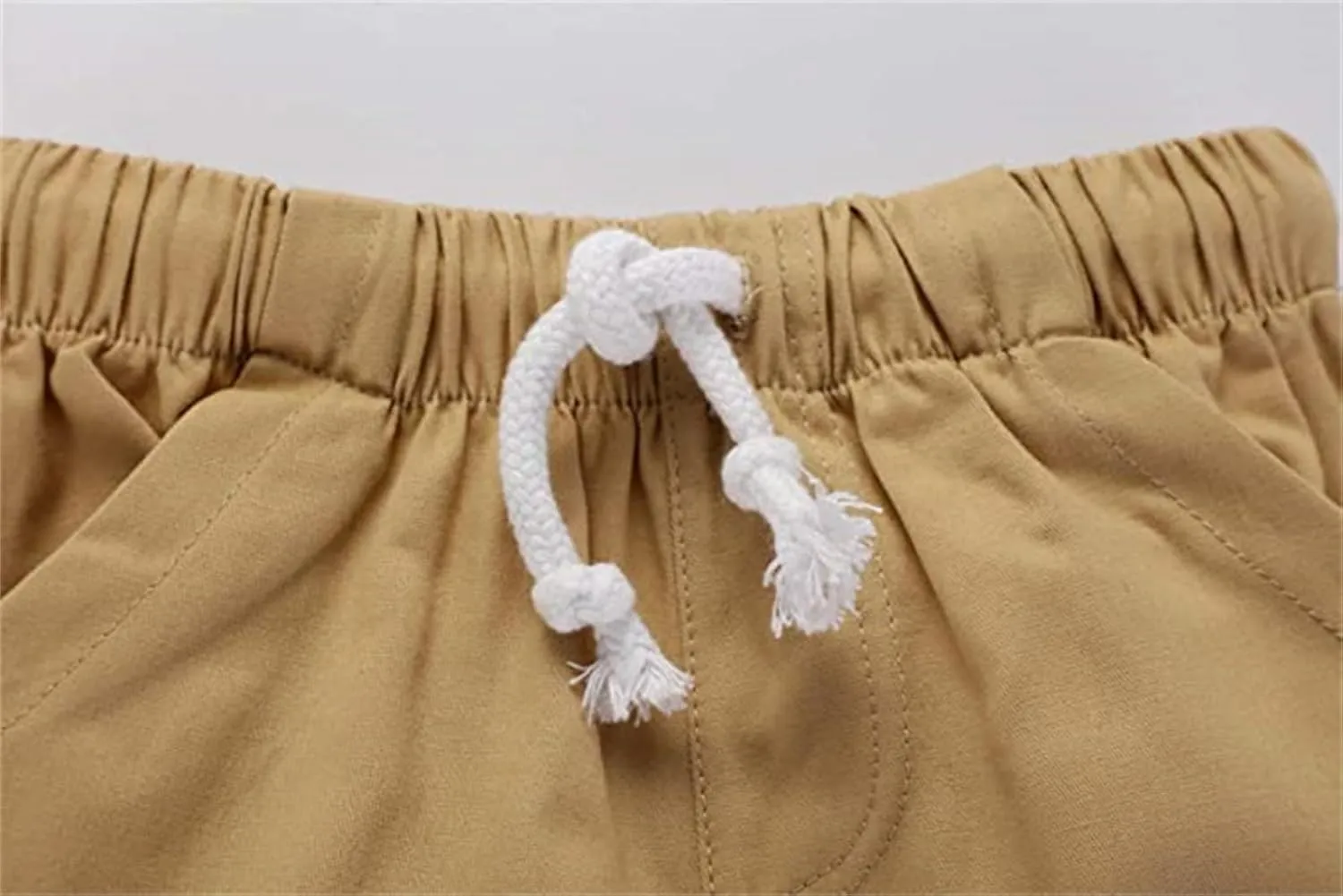 HILEELANG Toddler Boy Chino Shorts Summer Cotton Stretch Drawstring School Uniform Jogger Shorts 2 Pack