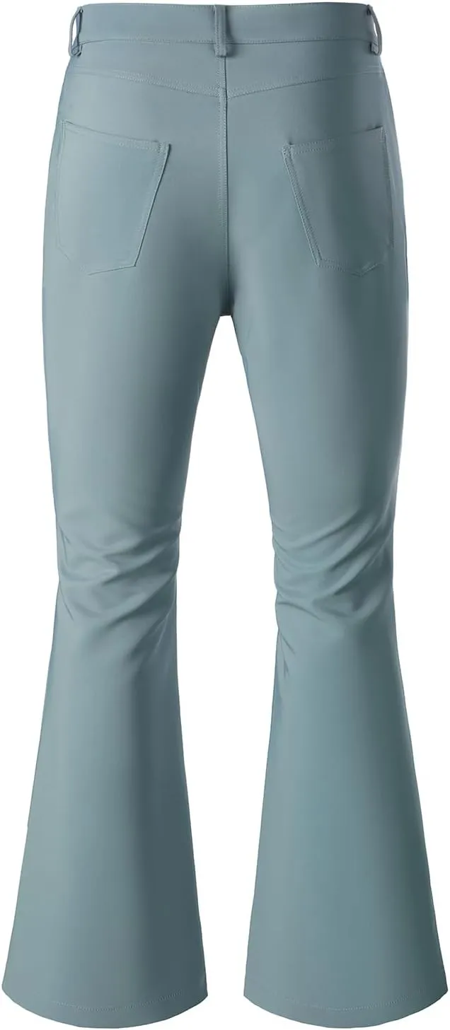 JOGAL Mens Bell Bottom Pants 70s Disco Outfits Slim Fit Retro Flared Trousers