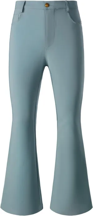 JOGAL Mens Bell Bottom Pants 70s Disco Outfits Slim Fit Retro Flared Trousers