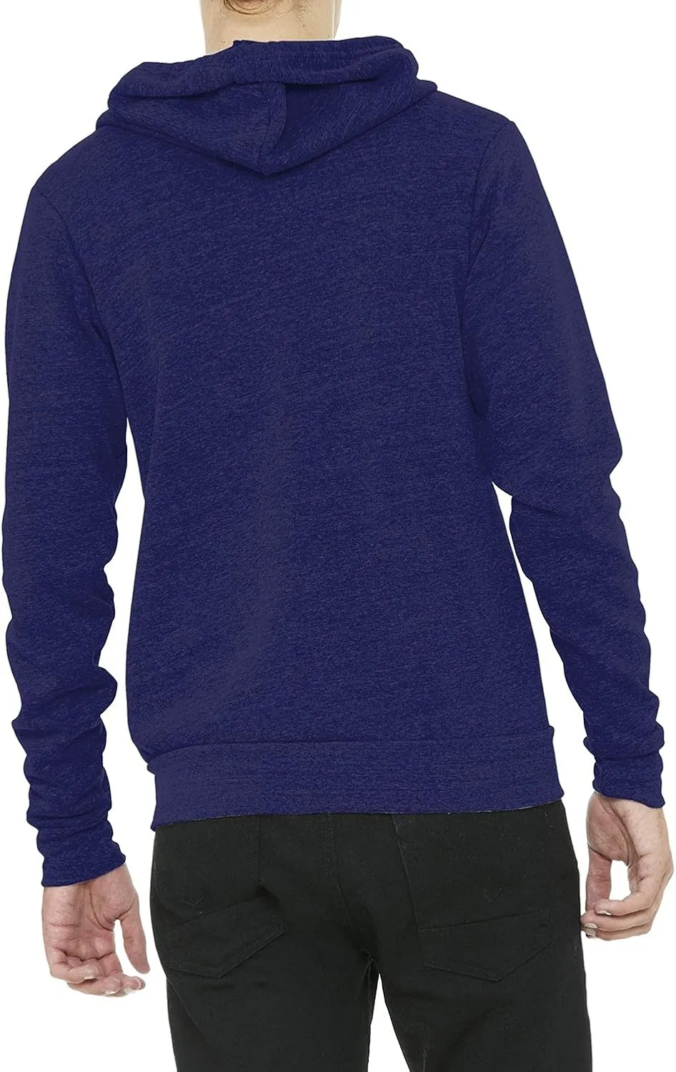 JustBlanks Mens Rib Knit Tri Blend Full Zip Long-Sleeve Hooded Sweatshirt Drawstring with Pocket Casual Hoodie for Men