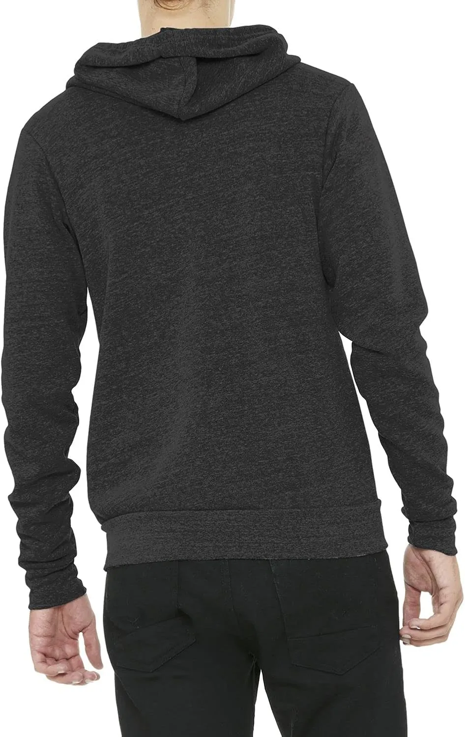 JustBlanks Mens Rib Knit Tri Blend Full Zip Long-Sleeve Hooded Sweatshirt Drawstring with Pocket Casual Hoodie for Men