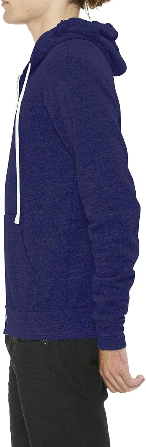 JustBlanks Mens Rib Knit Tri Blend Full Zip Long-Sleeve Hooded Sweatshirt Drawstring with Pocket Casual Hoodie for Men