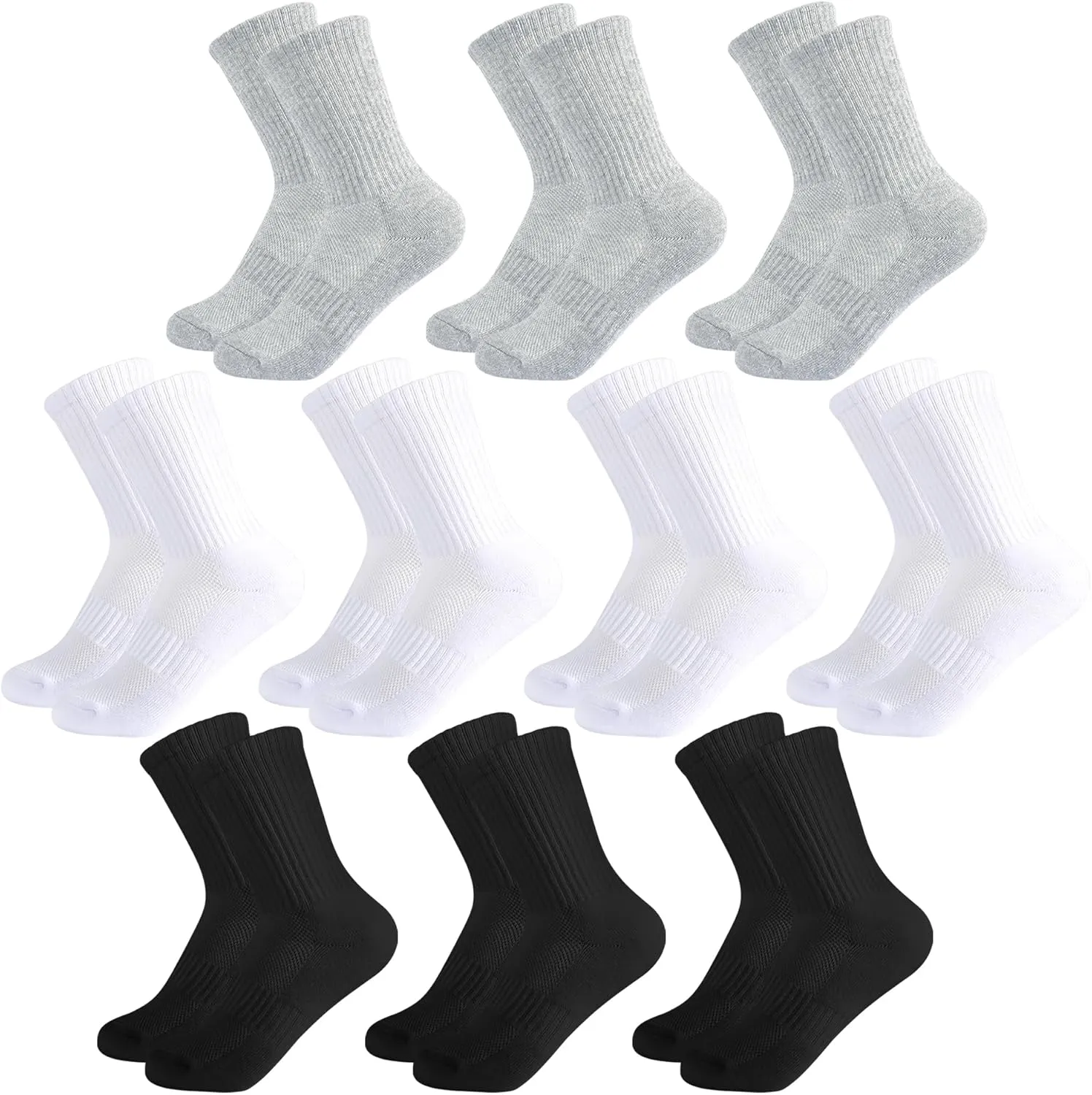 Kids Crew Socks Girls Cushioned Athletic Socks Boys Cotton Breathable Dress Socks Sports School Uniform Youth