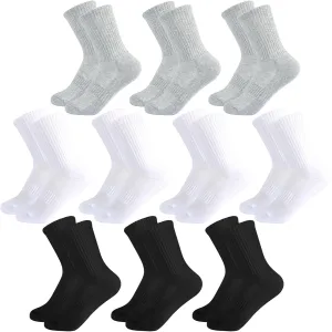 Kids Crew Socks Girls Cushioned Athletic Socks Boys Cotton Breathable Dress Socks Sports School Uniform Youth