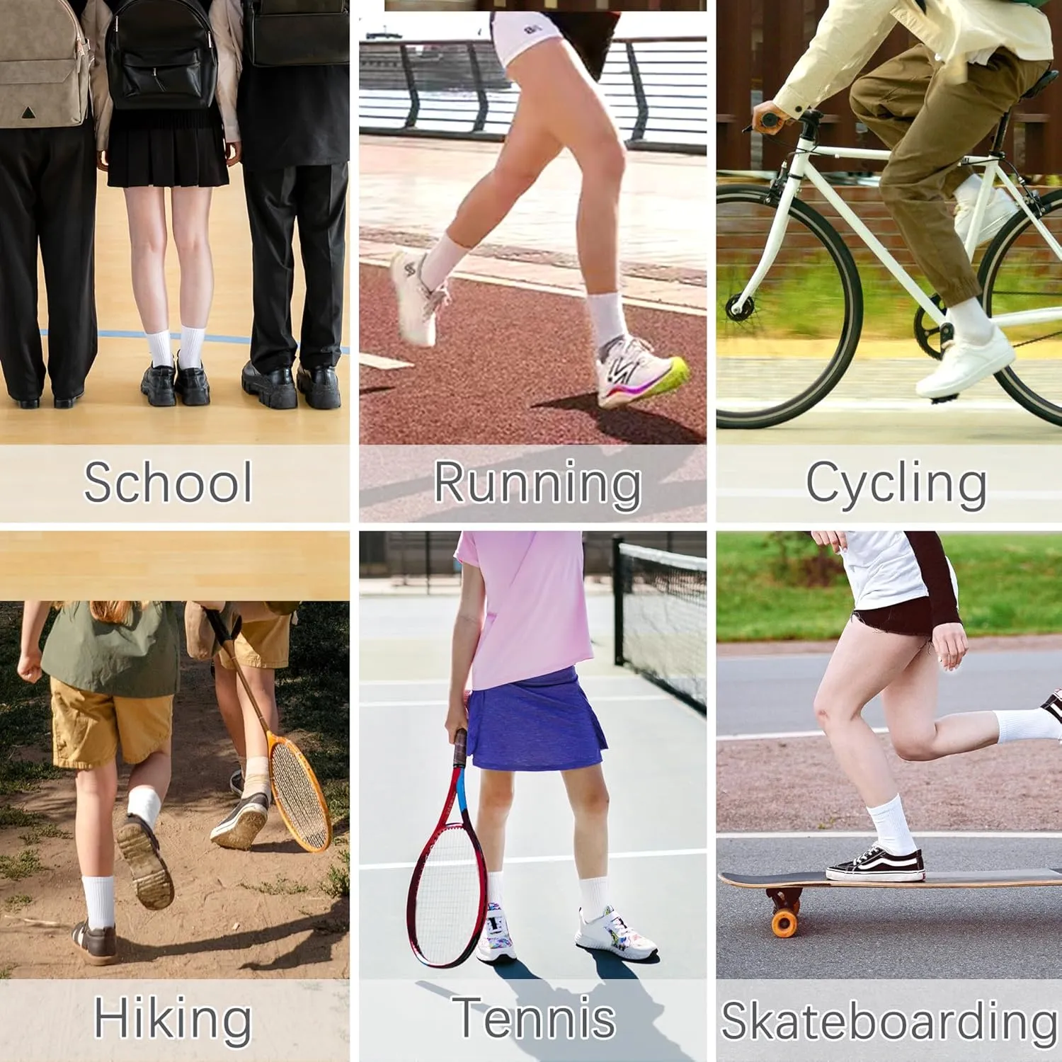 Kids Crew Socks Girls Cushioned Athletic Socks Boys Cotton Breathable Dress Socks Sports School Uniform Youth