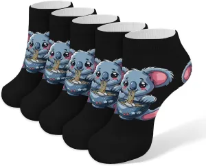 Koala Japanese Ramen Noodles 5 Pairs Low Cut Ankle Socks for Men Women Athletic Running Socks No Show Breathable