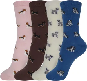 KONY 4 Pairs Women's Cotton Novelty Art Printed Crew Socks Famous Artist Painting Pattern Fashion Socks Gift Size 6-9