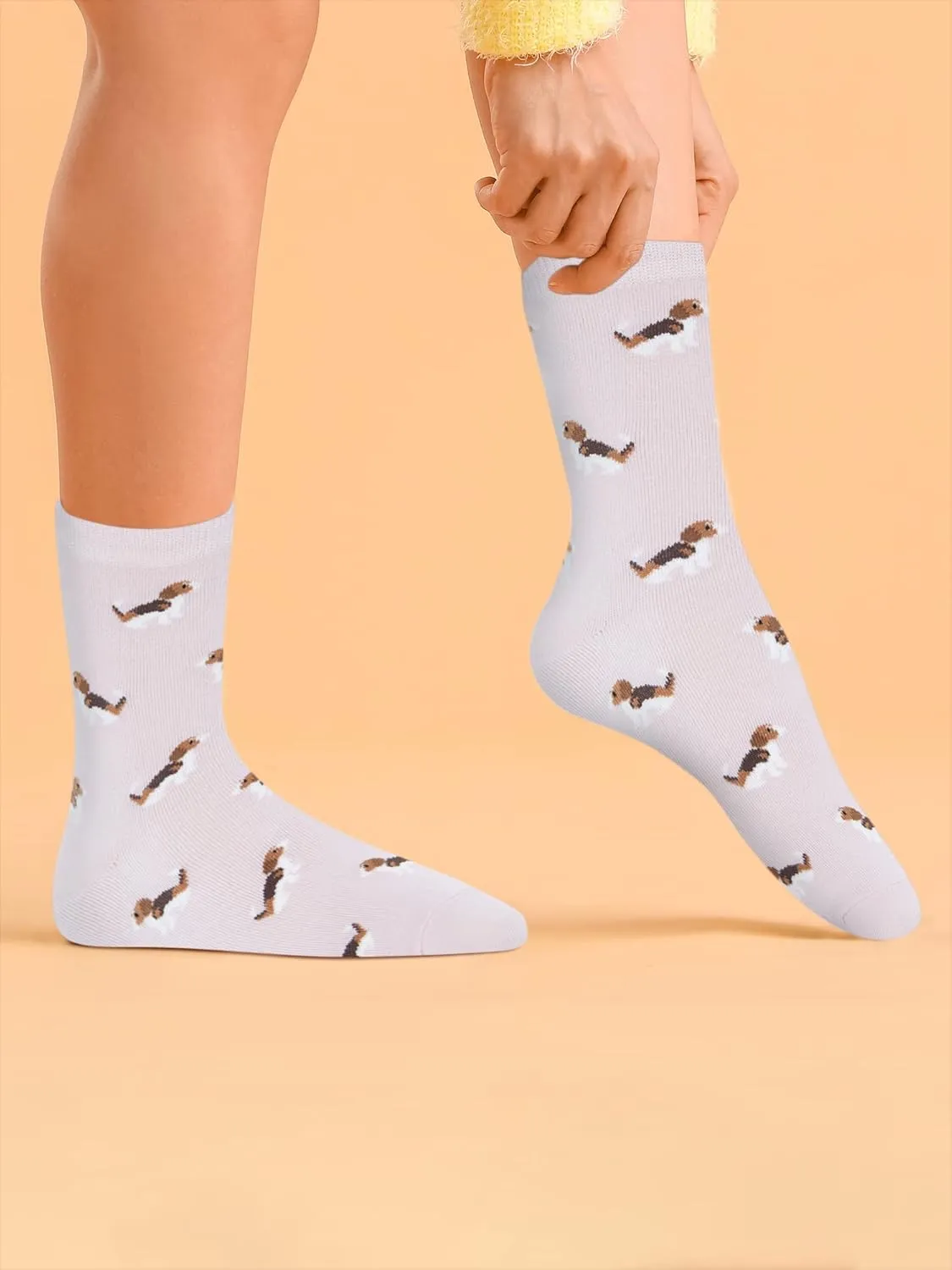 KONY 4 Pairs Women's Cotton Novelty Art Printed Crew Socks Famous Artist Painting Pattern Fashion Socks Gift Size 6-9