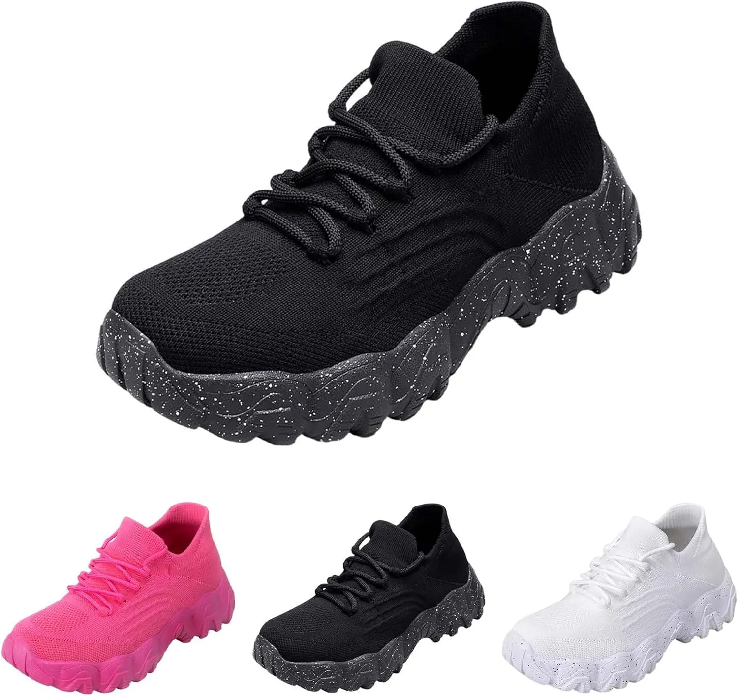 Ladies Mesh Orthopedic Sneakers Breathable Lace-up Walking Running Shoes Comfortable Tennis Shoes Non Slip Lightweight Casual Womens Thick Sole Sneaker