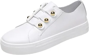 Lausiuoe Shoes for Women Dressy Comfortable Fashion Leather Shoes Lightweight Casual Walking Slip On Sneakers Flat Loafers