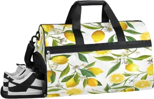 Lemon Leaf Sports Gym Bag with Wet Pocket & Shoes Compartment Waterproof Workout Duffel Bag for Women and Men Weekender Overnight Duffle Bag Travel Carry-on Tote